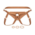 Together Vibes Tones NudeFit FlexCurv Adjustable Strap-On Harness – Body-Contouring Fits Up to 68’’ Caramel