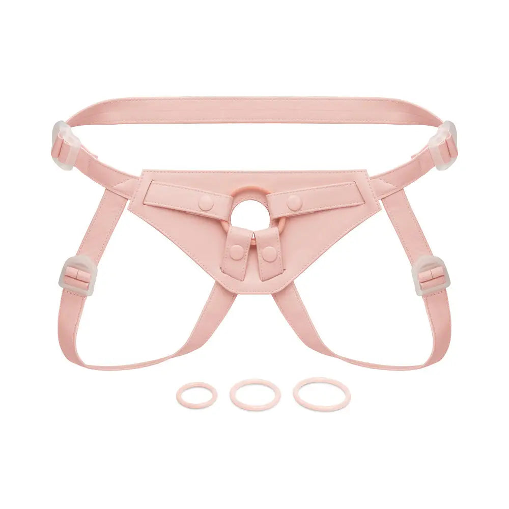 Together Vibes Tones NudeFit FlexCurv Adjustable Strap-On Harness – Body-Contouring Fits Up to 68’’ Pink