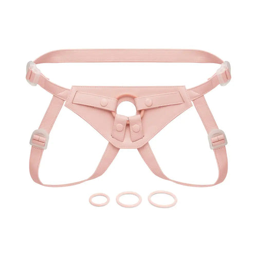 Together Vibes Tones NudeFit FlexCurv Adjustable Strap-On Harness – Body-Contouring Fits Up to 68’’ Pink