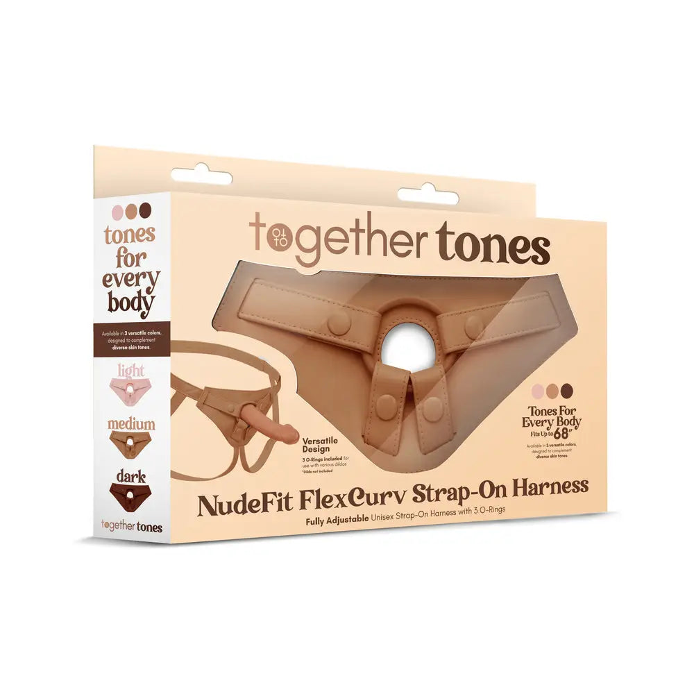 Together Vibes Tones NudeFit FlexCurv Adjustable Strap-On Harness – Body-Contouring Fits Up to 68’’