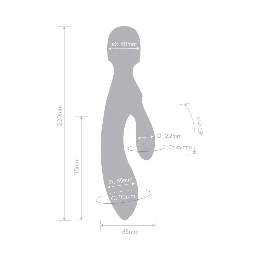 Cerise Tri Delight Dual-Ended Triple Stim Wand & Rabbit Vibrator