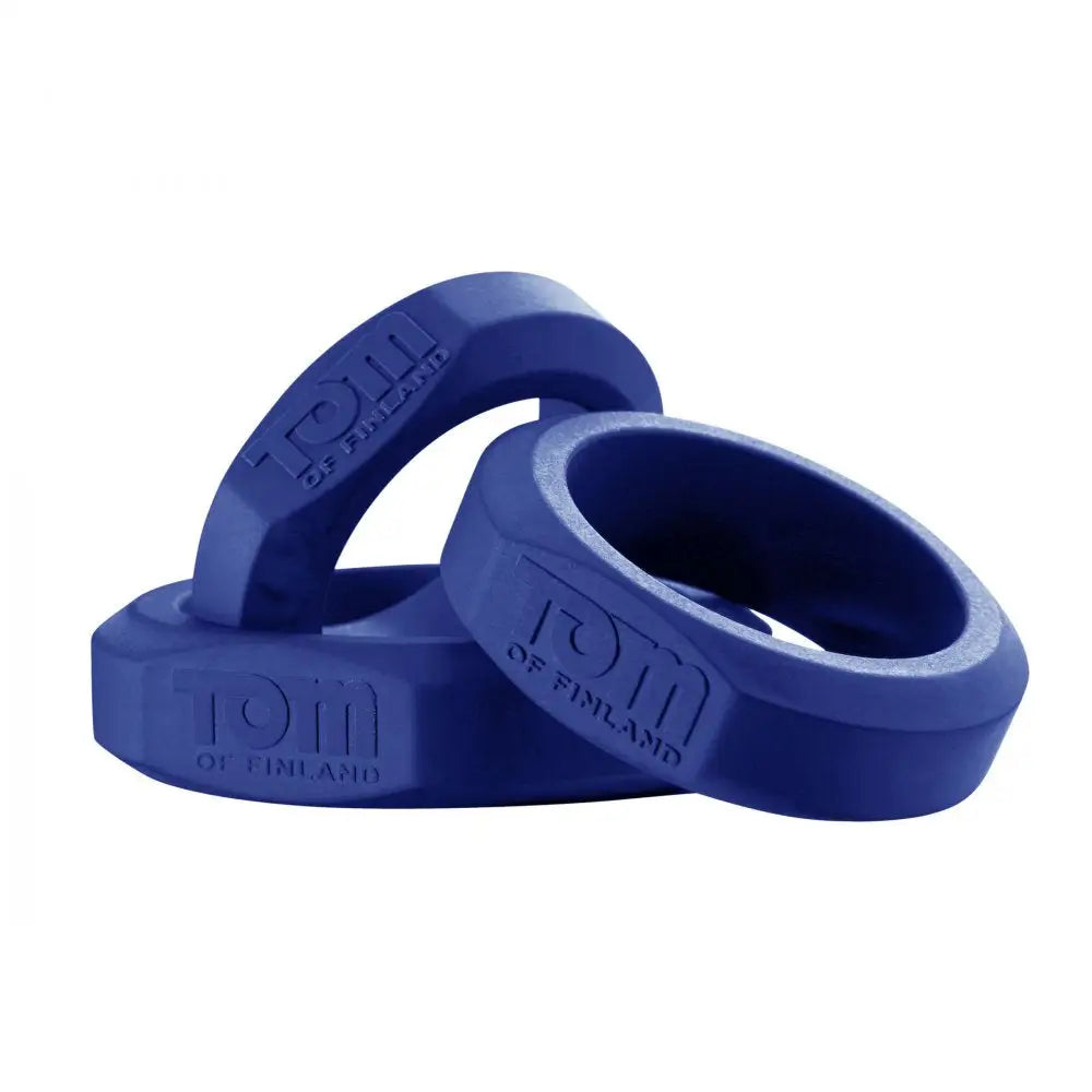Tom of Finland® 3 Piece Silicone C - Ring Set - Blue - C-Ring