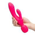 Cerise Tri Delight Dual-Ended Triple Stim Wand & Rabbit Vibrator