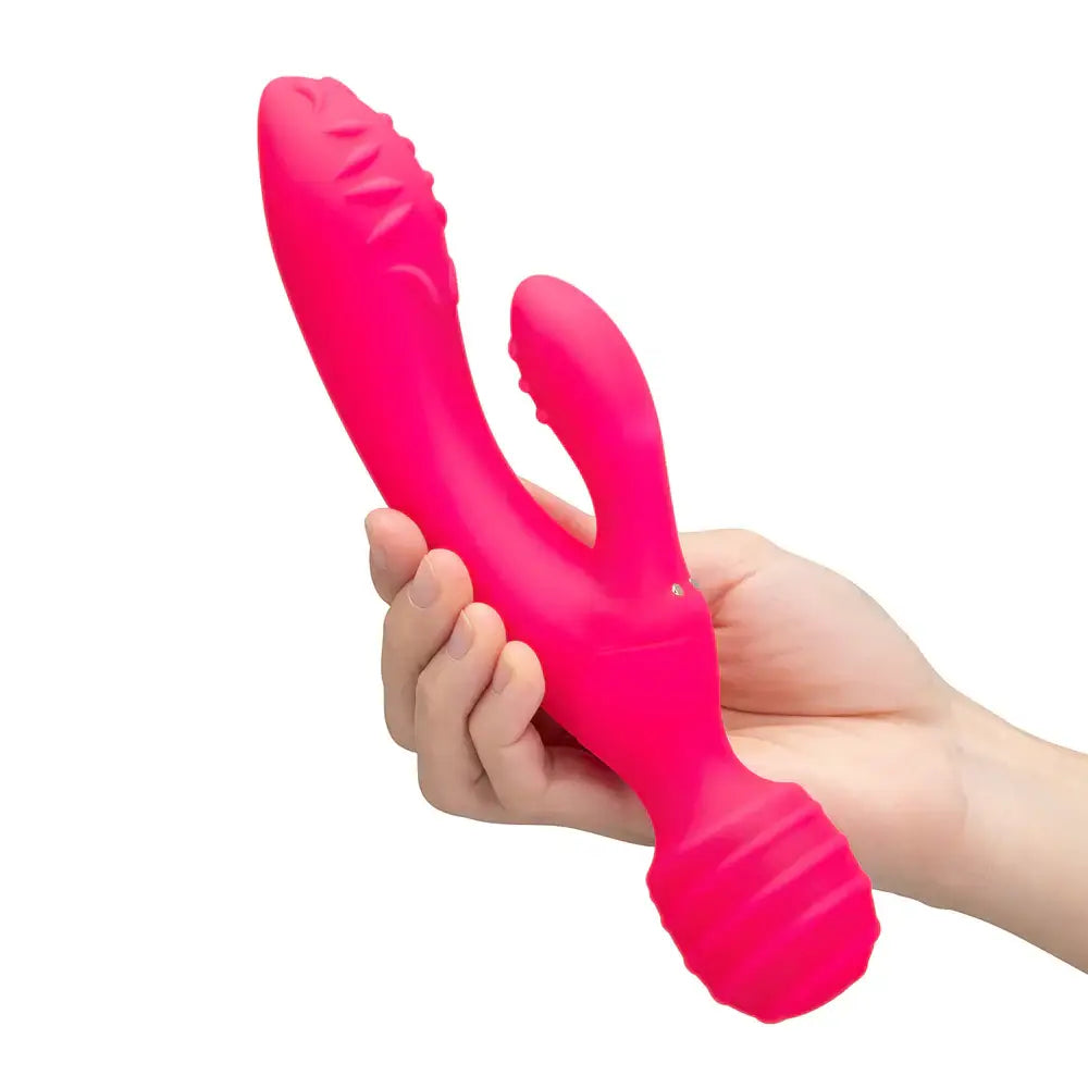 Cerise Tri Delight Dual-Ended Triple Stim Wand & Rabbit Vibrator