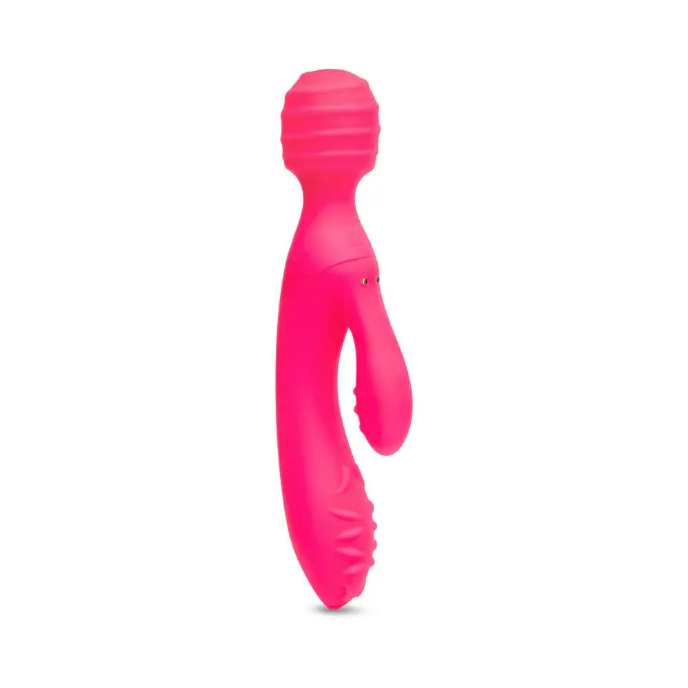Cerise Tri Delight Dual-Ended Triple Stim Wand & Rabbit Vibrator