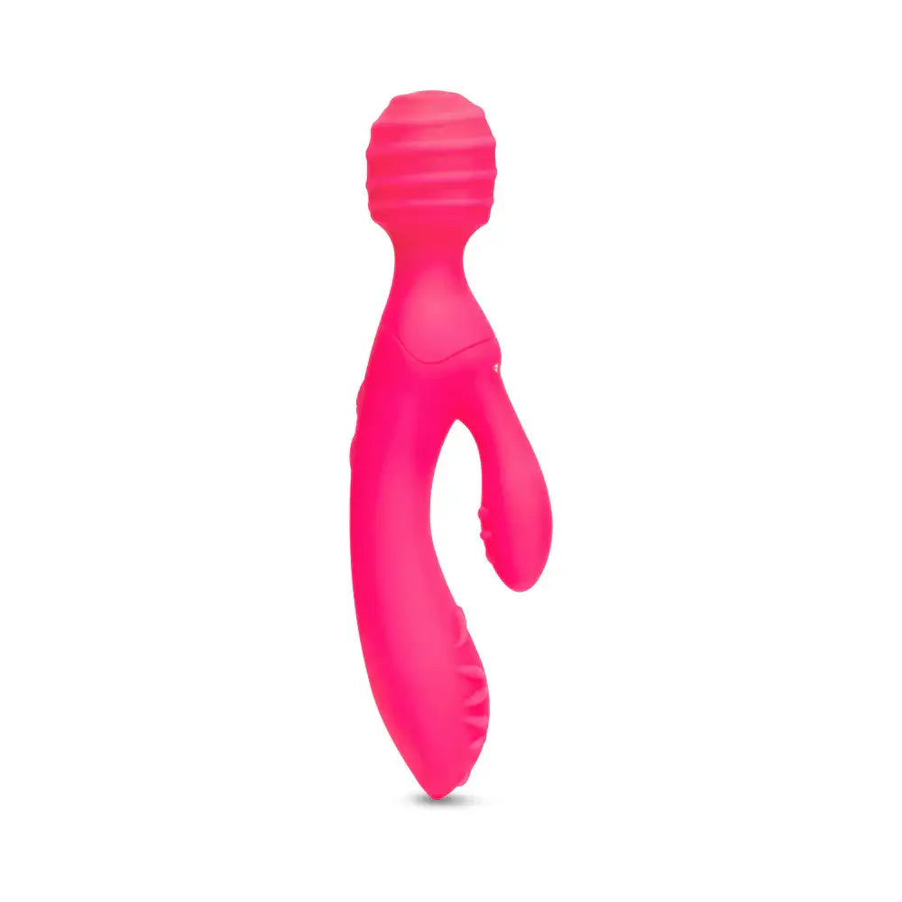 Cerise Tri Delight Dual-Ended Triple Stim Wand & Rabbit Vibrator