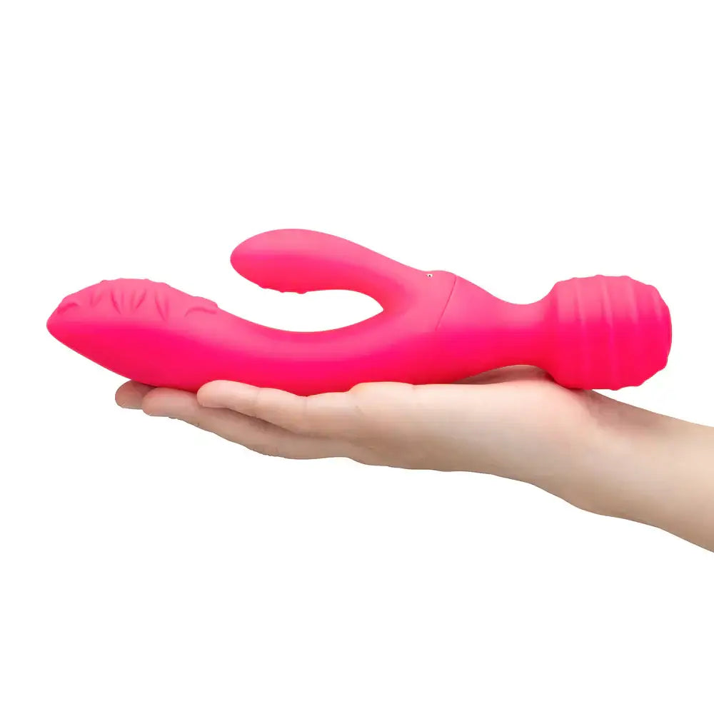 Cerise Tri Delight Dual-Ended Triple Stim Wand & Rabbit Vibrator