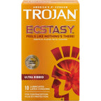 Trojan® Ecstasy™ Ultra Ribbed Condoms - 10 Pack