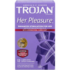 12-Pack Trojan® Her Pleasure™ Armor™ Lubricated Condoms
