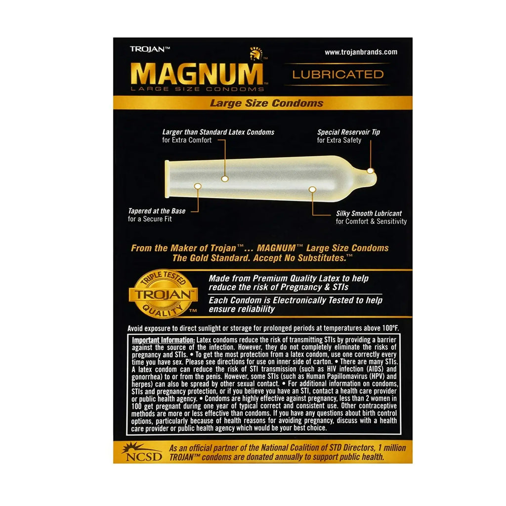 Trojan® Magnum® Large Size Lubricated Condoms - 12 Pack