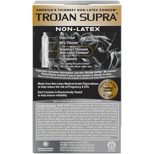 Trojan® Supra™ Non - Latex Bareskin™ Condoms - 6 Pack