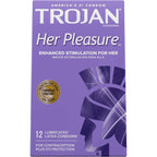 Trojan® Her Pleasure™ Sensations Lubricated Condoms - 12 Pack