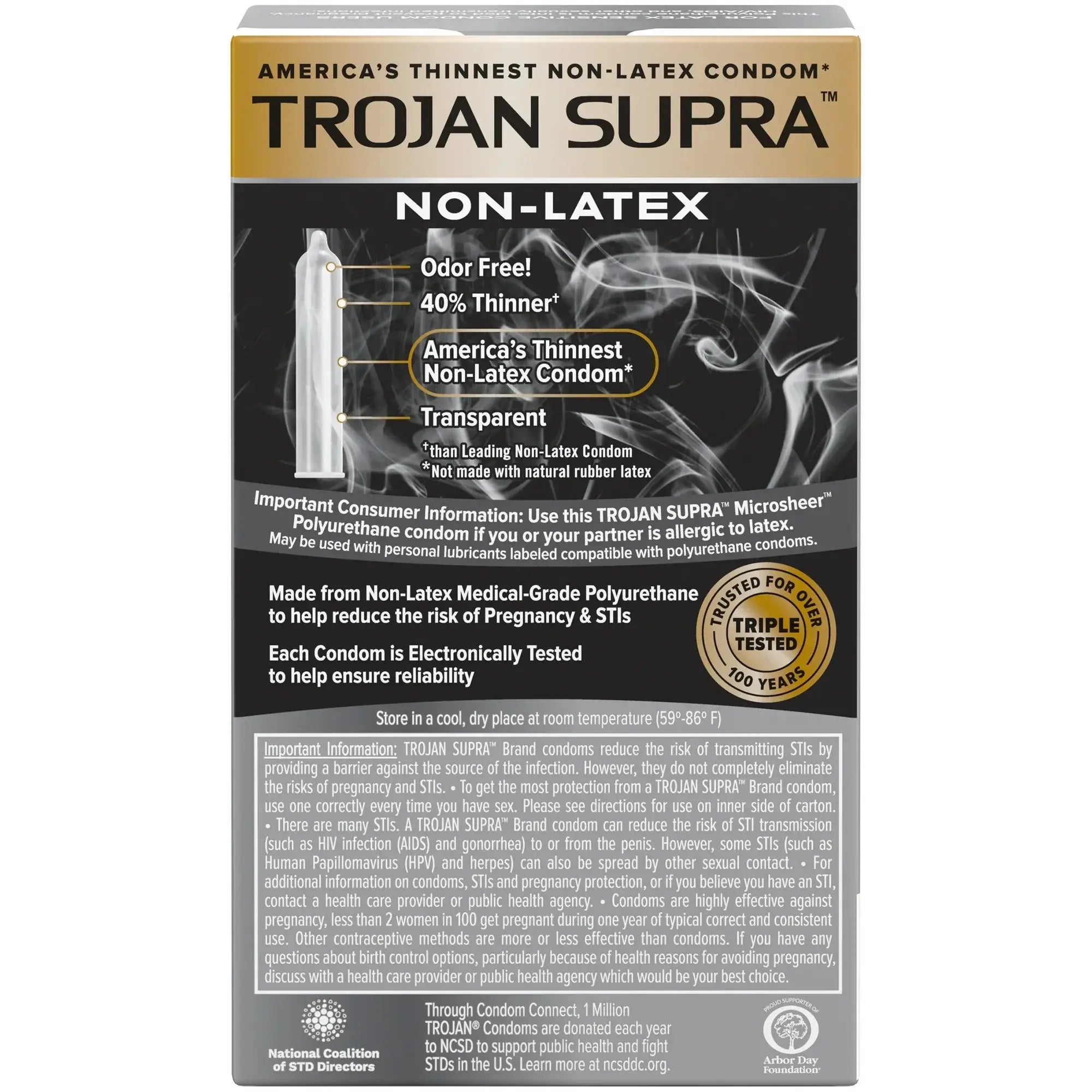 Trojan® Supra™ Non - Latex Bareskin™ Condoms - 6 Pack