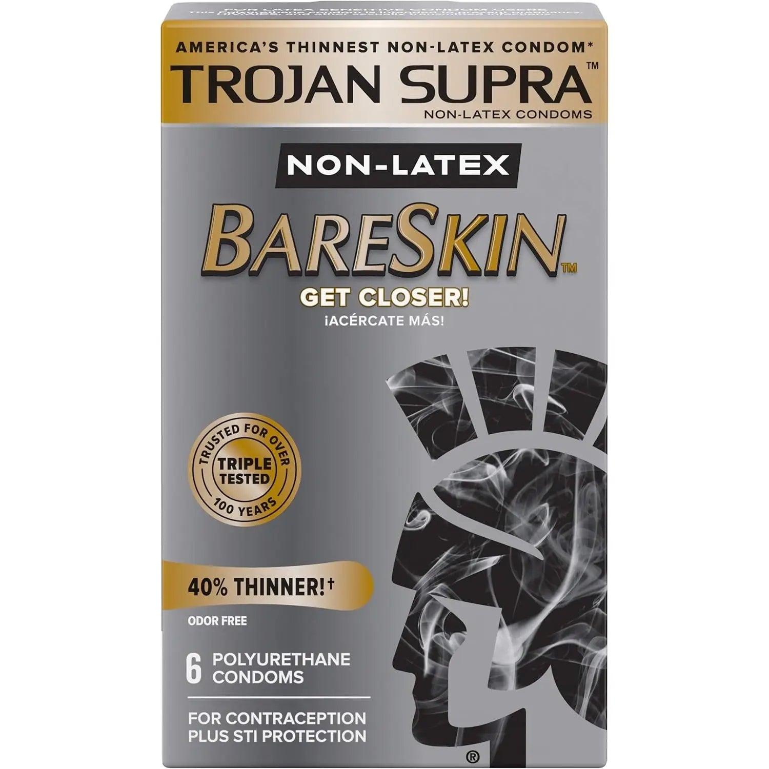 Trojan® Supra™ Non - Latex Bareskin™ Condoms - 6 Pack