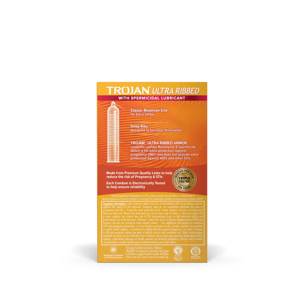 Extra Ribbed Trojam Trojan™ Ultra Ribbed Armor™ Condoms Spermicidal Lubricant – Rolik®
