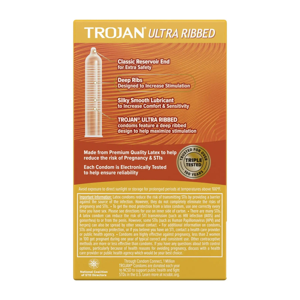 Trojan® Ultra Ribbed Condoms - 12 Pack