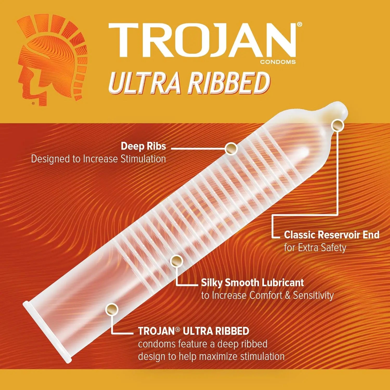 12-Pack Trojan™ Ultra Ribbed Armor™ Condoms