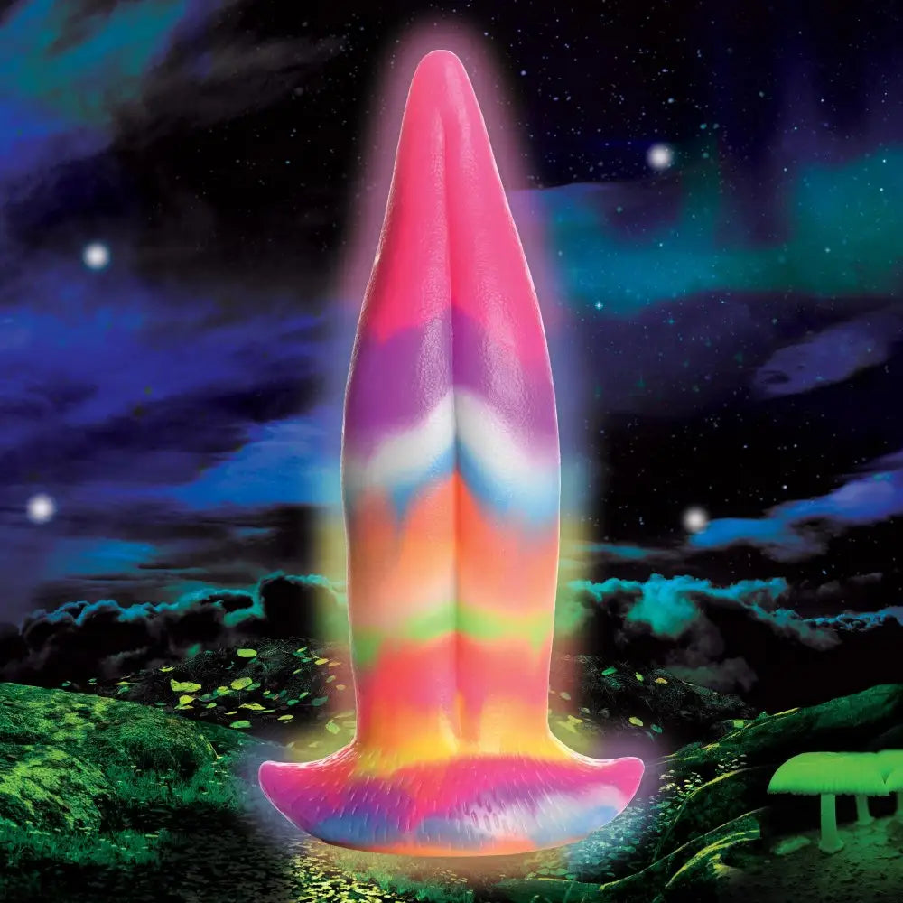 Unicorn Kiss Glow - in - the - Dark Tongue Dildo - Rainbow