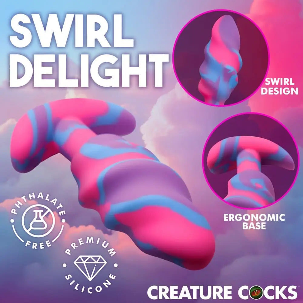 XR Brands® Unicorn Swirl Silicone Butt Plug Medium - Rolik®