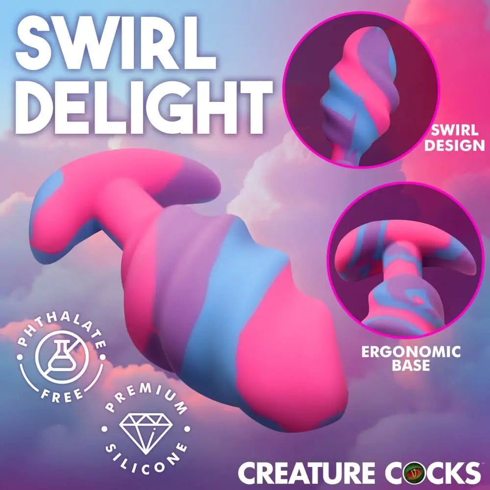 XR Brands® Unicorn Swirl Silicone Butt Plug Large - Rolik®