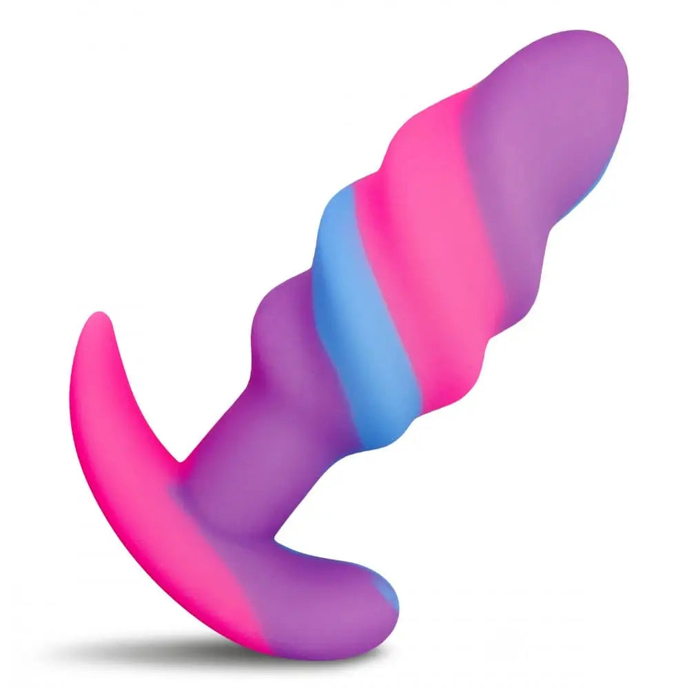 XR Brands® Unicorn Swirl Silicone Butt Plug Small - Rolik®