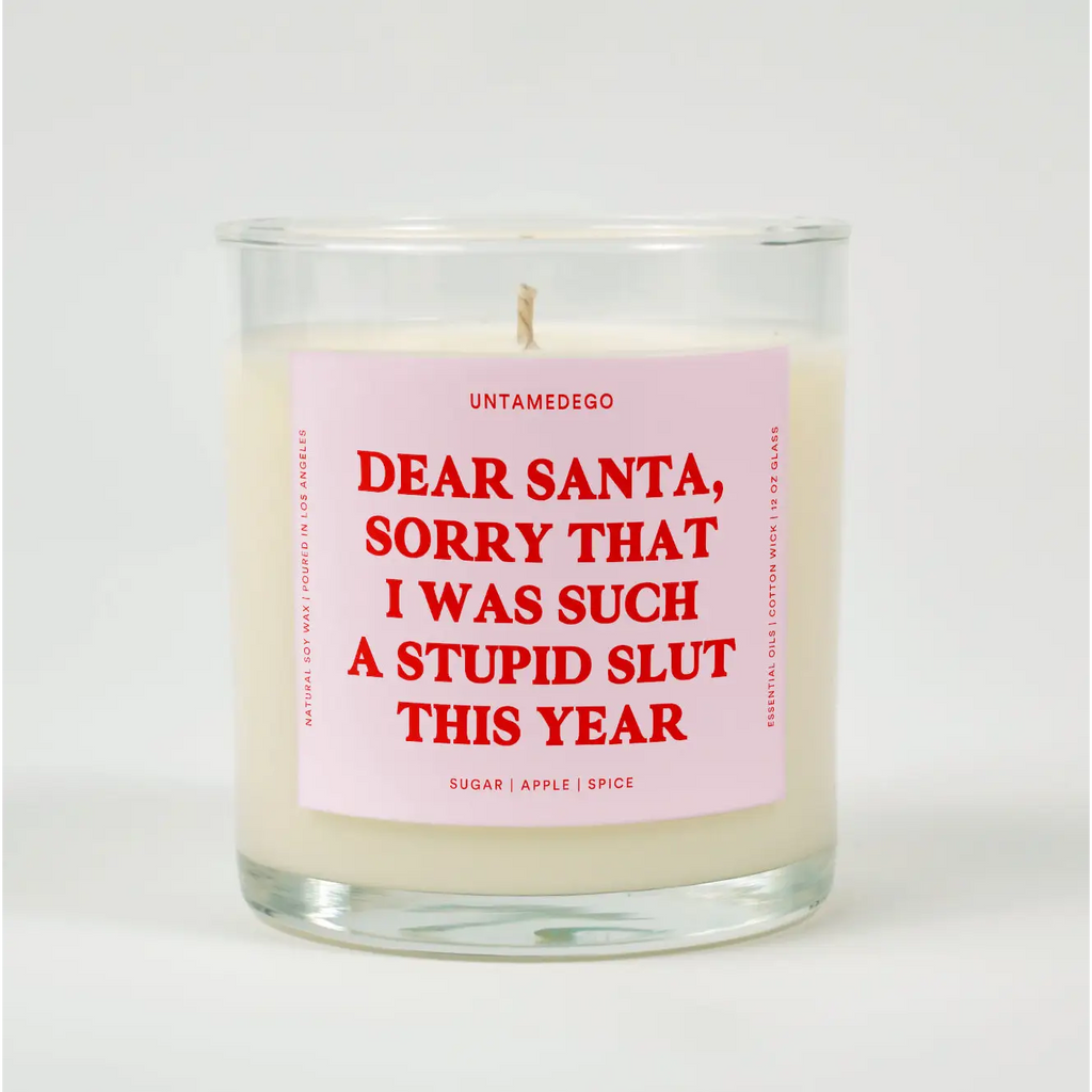 UntamedEgo LLC. Dear Santa Sorry that I Was Such A Stupid Slut This Year Christmas Candle SUGAR + APPLE + SPICE