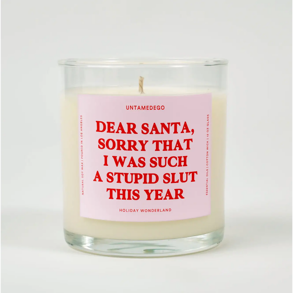 UntamedEgo LLC. Dear Santa Sorry that I Was Such A Stupid Slut This Year Christmas Candle HOLIDAY WONDERLAND