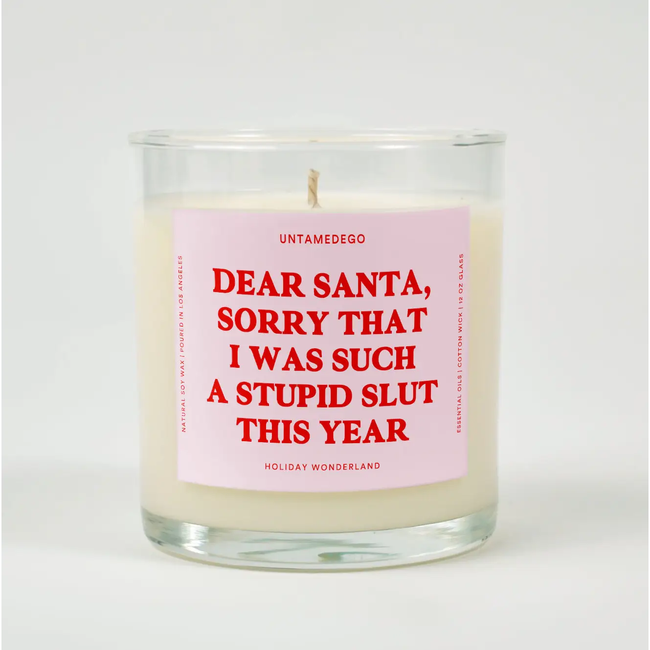 UntamedEgo LLC. Dear Santa Sorry that I Was Such A Stupid Slut This Year Christmas Candle HOLIDAY WONDERLAND