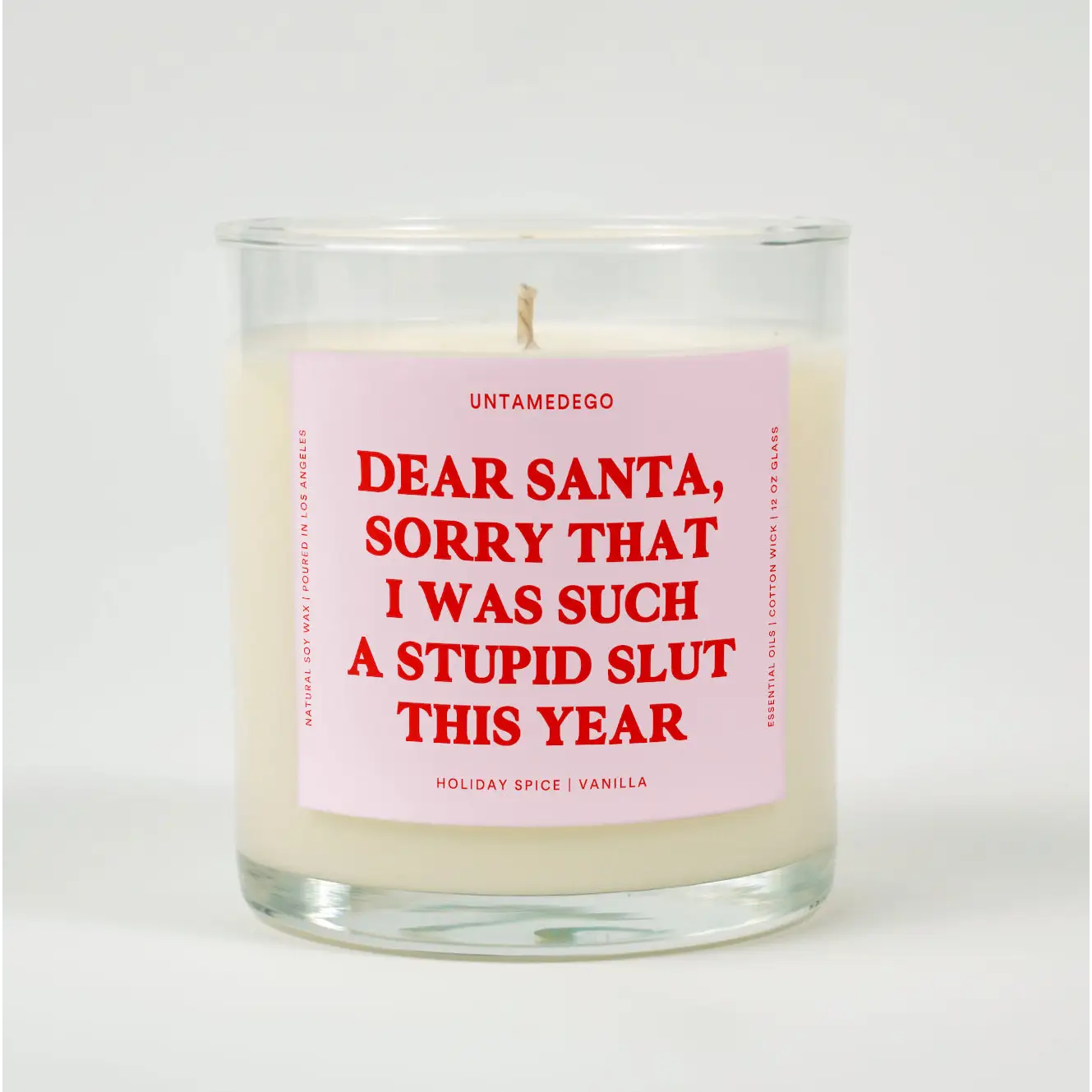 UntamedEgo LLC. Dear Santa Sorry that I Was Such A Stupid Slut This Year Christmas Candle HOLIDAY SPICE + VANILLA