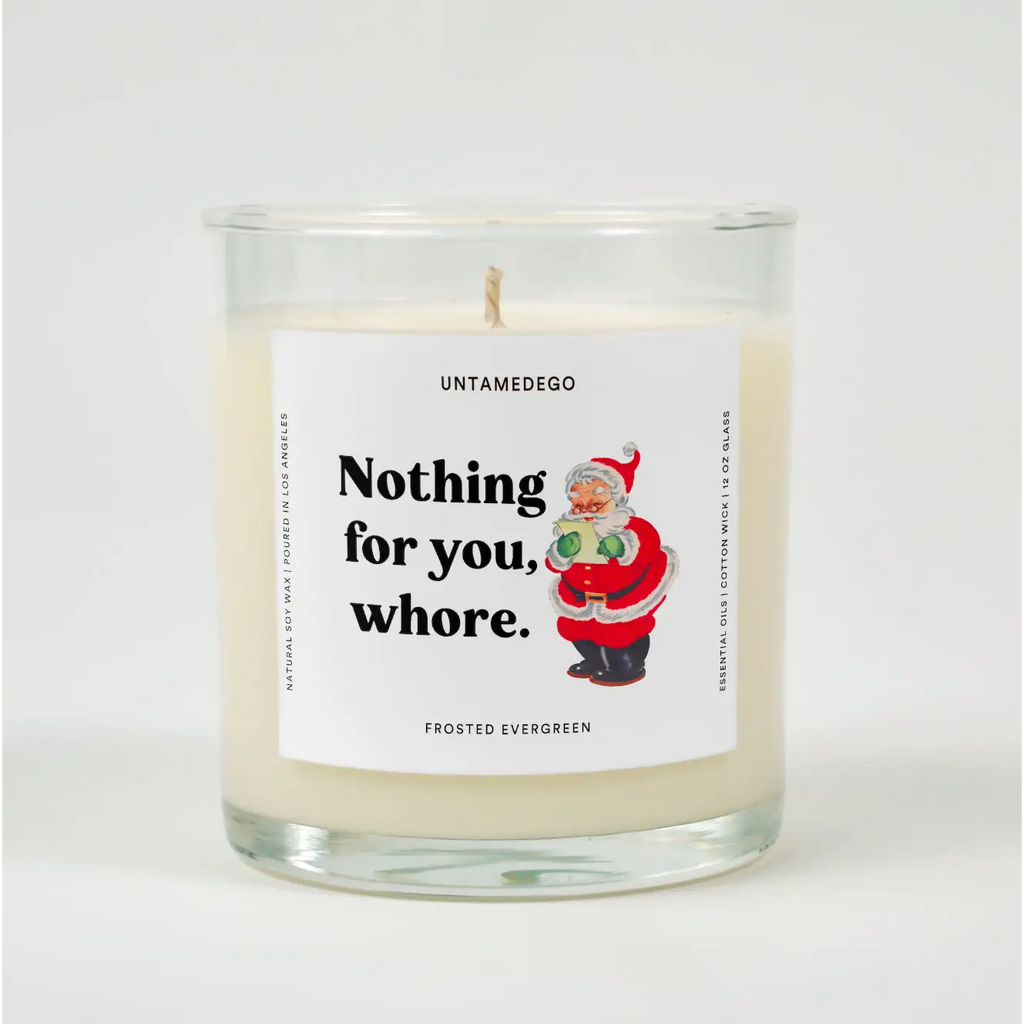 UntamedEgo LLC. Nothing For You Whore Funny Christmas Candle FROSTED EVERGREEEN