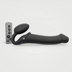 Vibrating 3 Motor Remote Controlled Strap On - Black / Large - Dildo