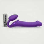 Vibrating 3 Motor Remote Controlled Strap On - Purple / Large - Dildo