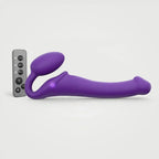 Vibrating 3 Motor Remote Controlled Strap On - Purple / Medium - Dildo