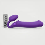 Vibrating 3 Motor Remote Controlled Strap On - Purple / XL - Dildo