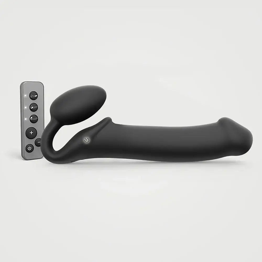 Black / XL Vibrating Bendable Remote Strapless Strap-On