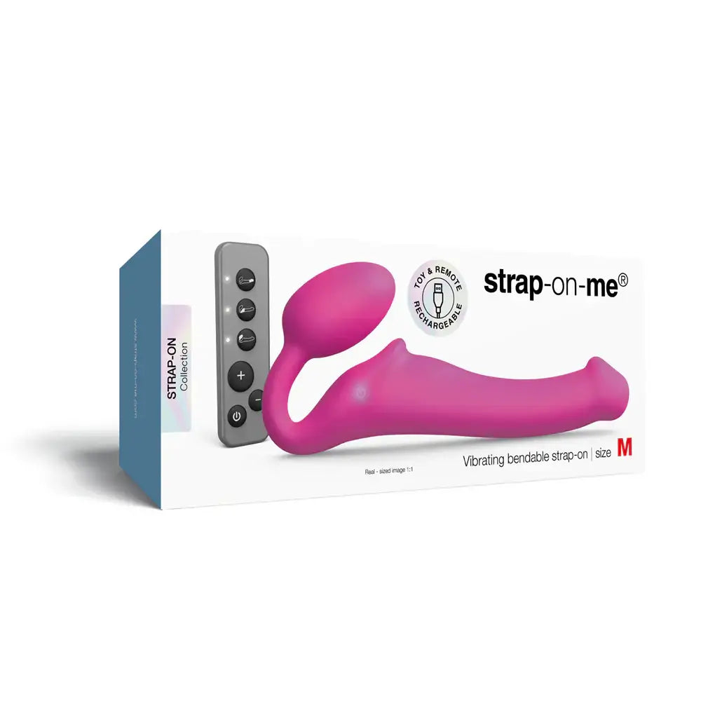 Fuchsia / Medium Vibrating Bendable Remote Strapless Strap-On