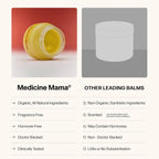 Comparison chart of 'Medicine Mama' balms with other leading balms on a white background.