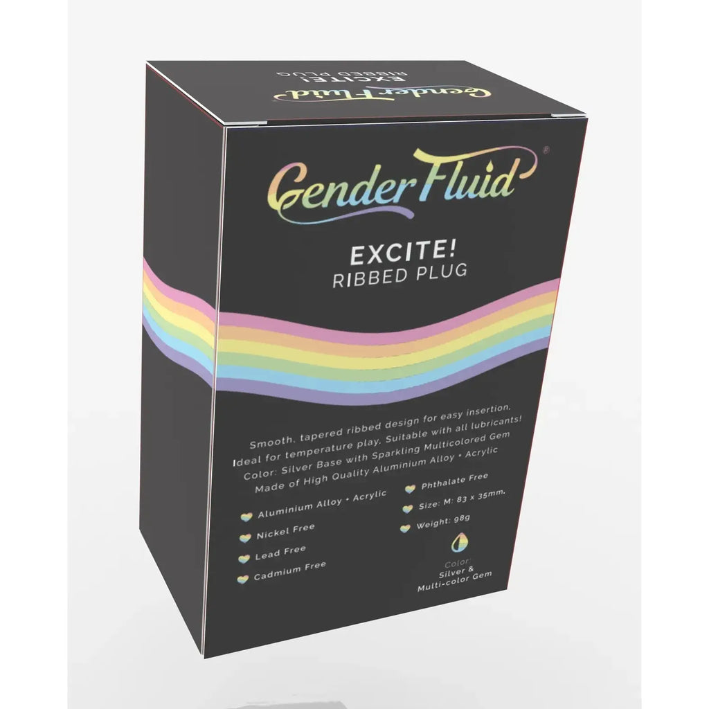Gender Fluid Excite! Ribbed Aluminum Alloy Plug - Silver - Butt