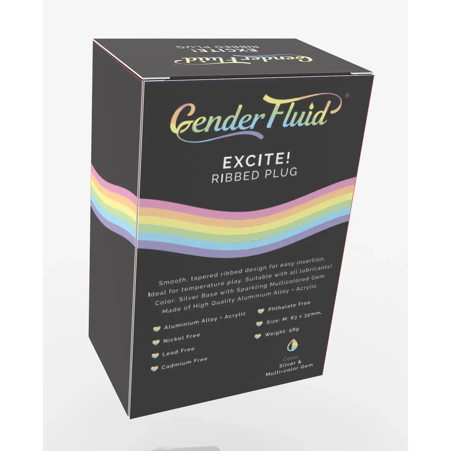 Gender Fluid Excite! Ribbed Aluminum Alloy Plug - Silver - Butt