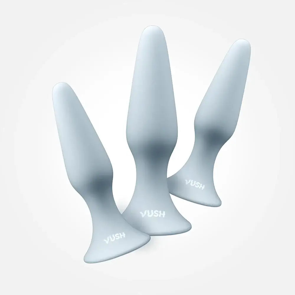 Vush™ Essentials Plug Trio | 3-Piece Body-Safe Silicone Butt Set Light Blue