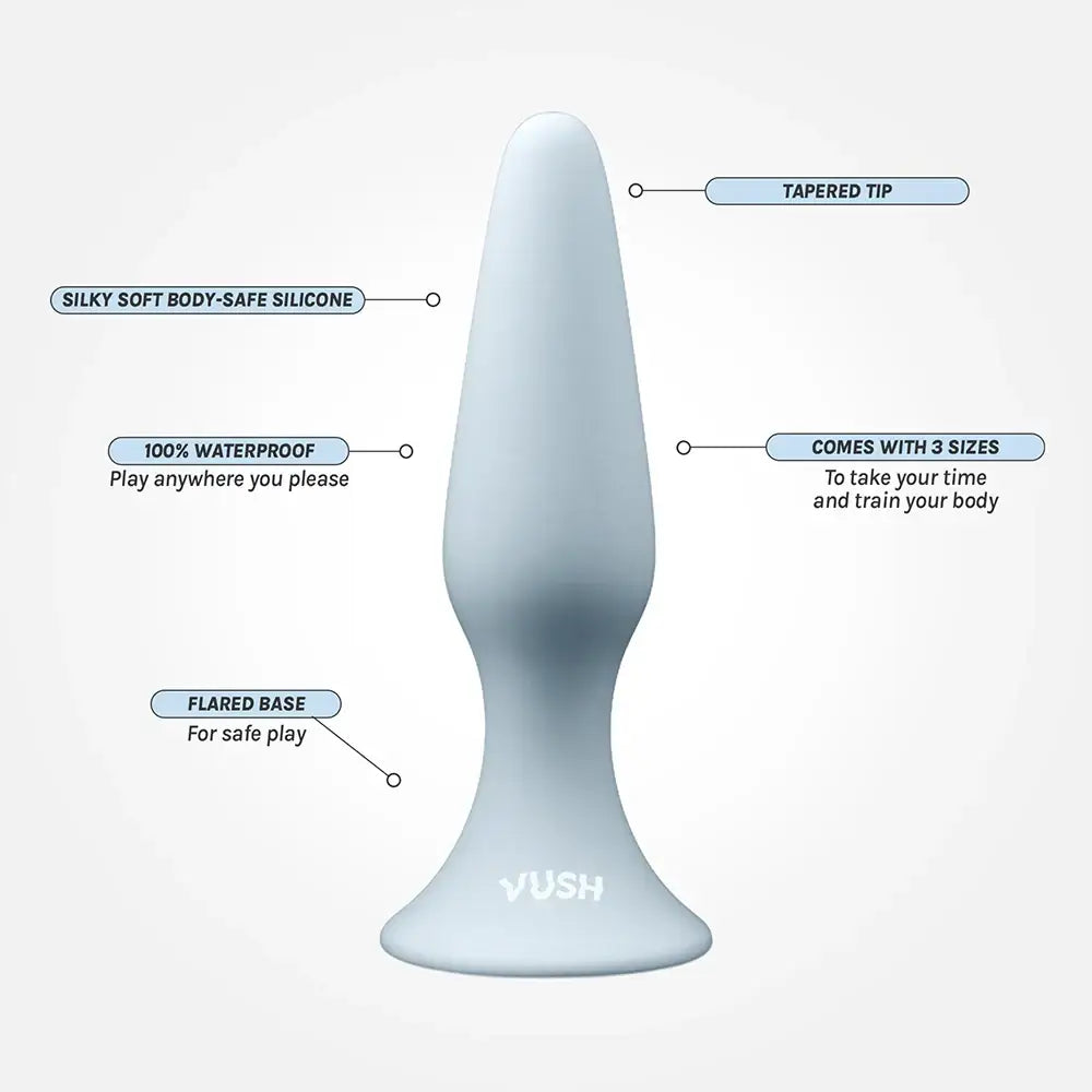 Vush™ Essentials Plug Trio | 3-Piece Body-Safe Silicone Butt Set Light Blue