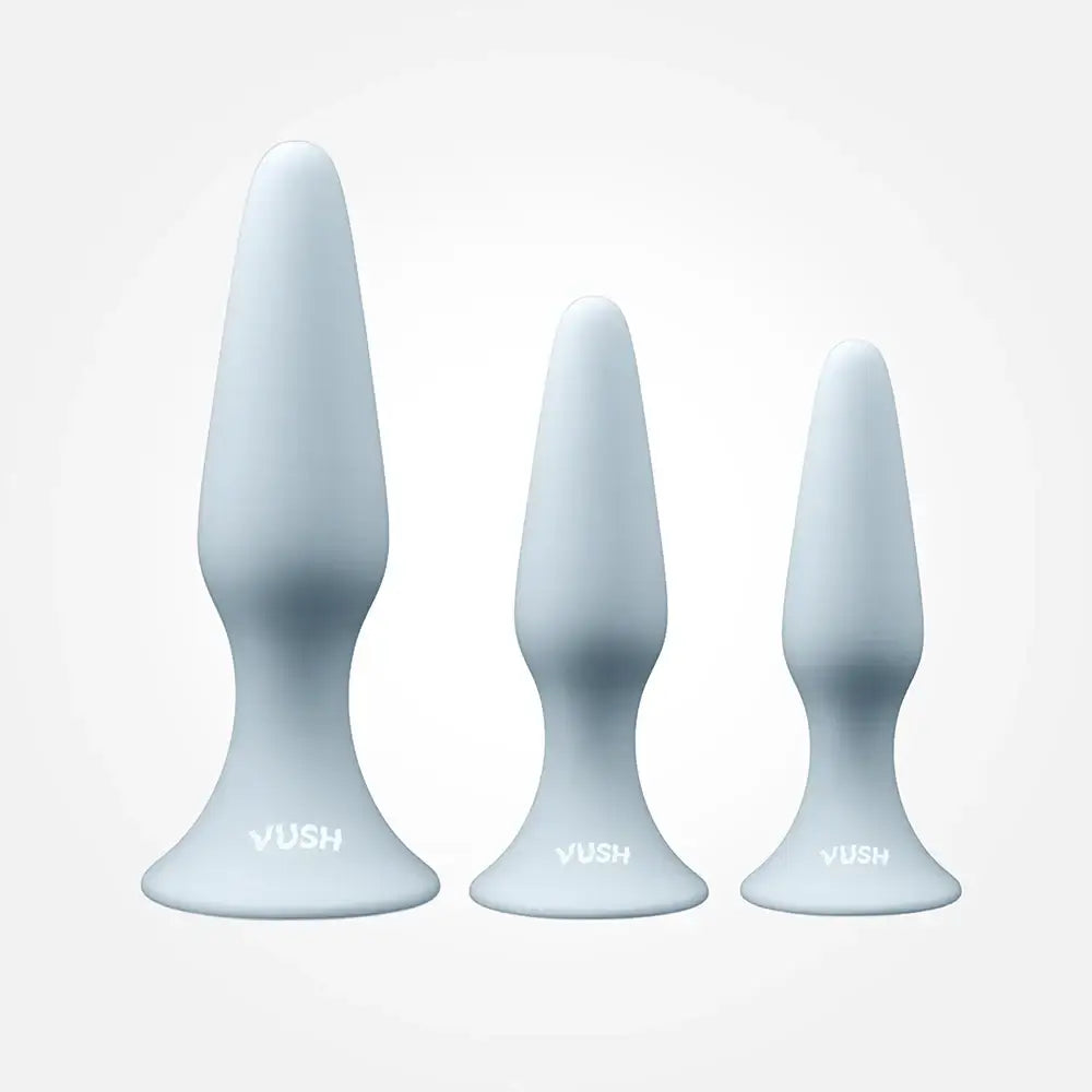 Vush™ Essentials Plug Trio | 3-Piece Body-Safe Silicone Butt Set Light Blue