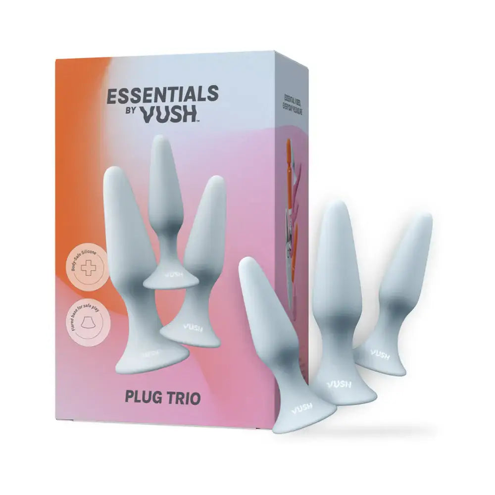 Vush™ Essentials Plug Trio | 3-Piece Body-Safe Silicone Butt Set Light Blue