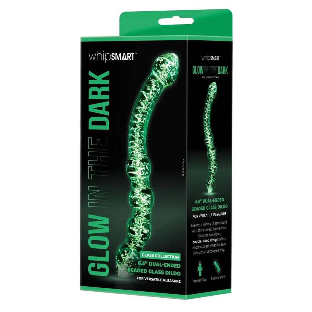 Glow in the Dark Whipsmart Dual Ended Beaded Glass Dildo