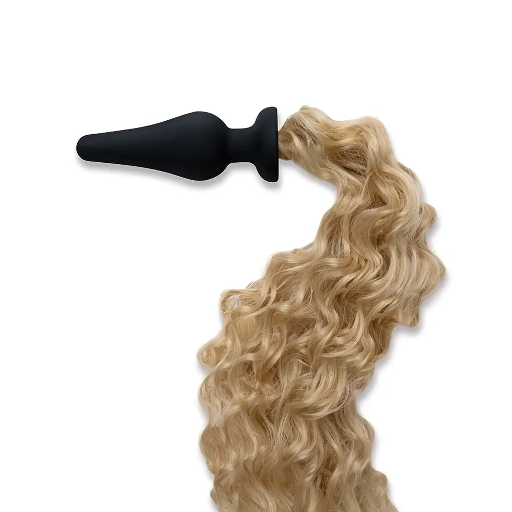 WhipSmart™ Furry Tales Silicone Plug With Blondie Pony Tail - Tan - Butt