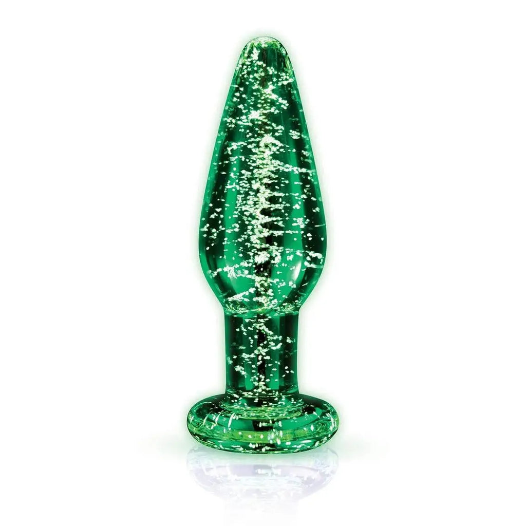 Glow in the Dark Whipsmart Glass Butt Plug with Flat Base
