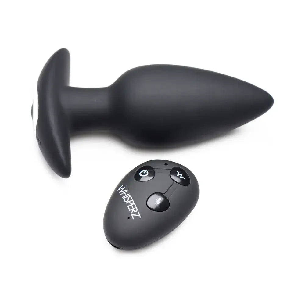 Whisperz™ Voice Activated 10X Vibrating Butt Plug with Remote - Black