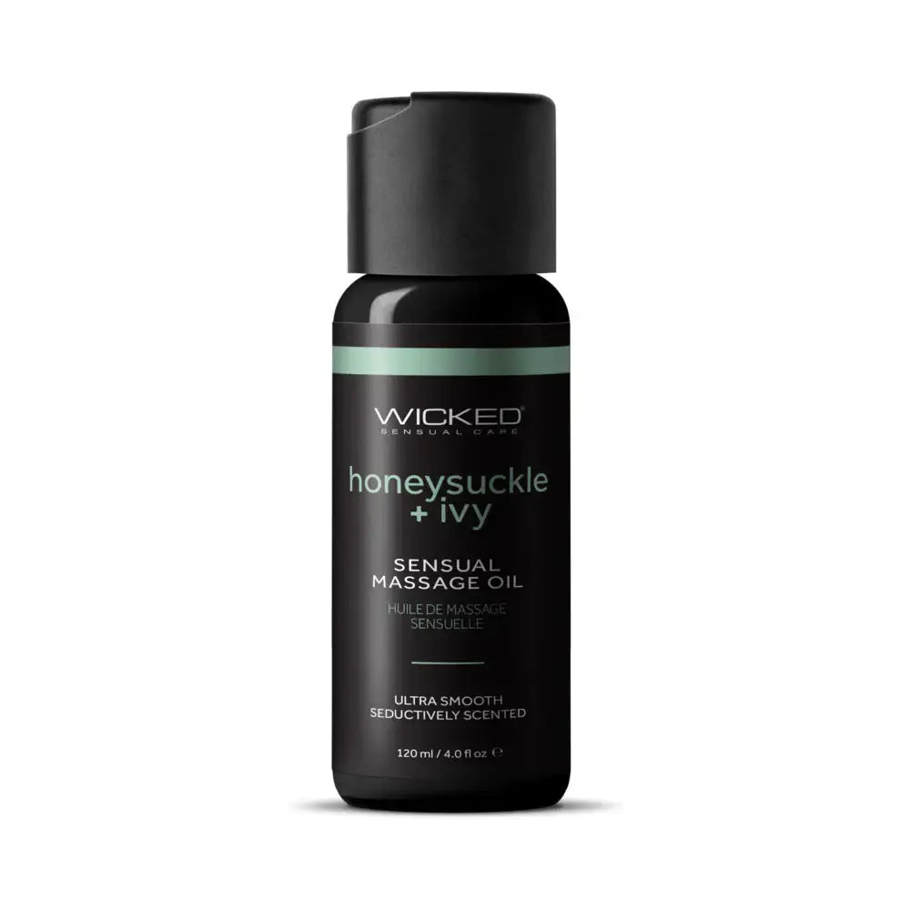 Wicked® Sensual Care Wicked Massage Oil – Vitamin E & Aloe | 4 fl. oz. Honeysuckle Ivy