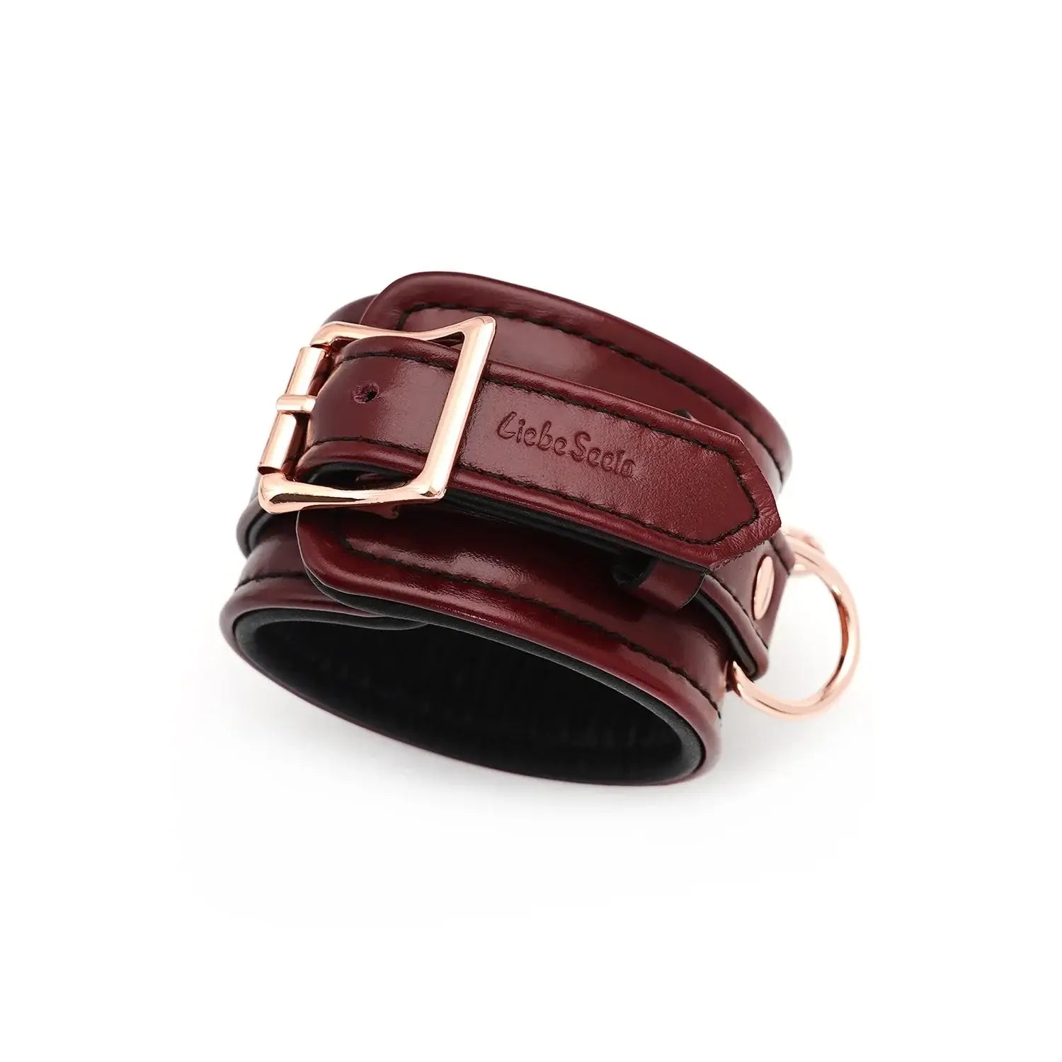 Wine Red Collection Leather Anklecuffs - Burgundy - Restraints