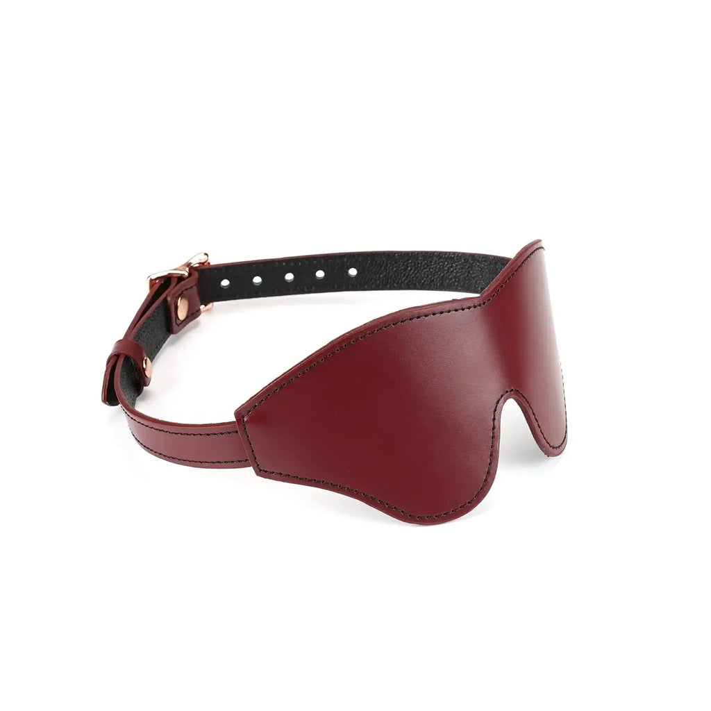 Wine Red Collection Leather Blindfold - Burgundy